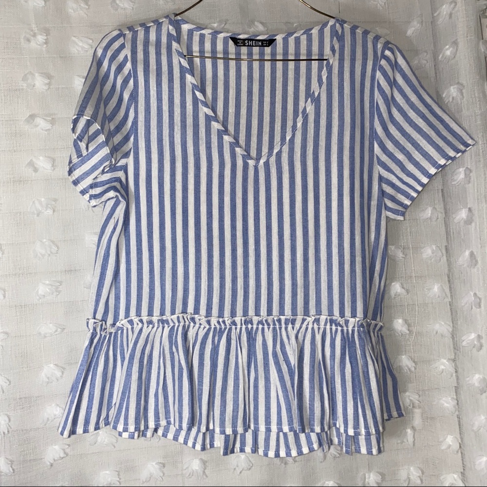 SHEIN Light blue striped blouse